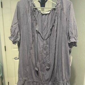 Sonoma Lavender Peasant Top with Tassel Tie